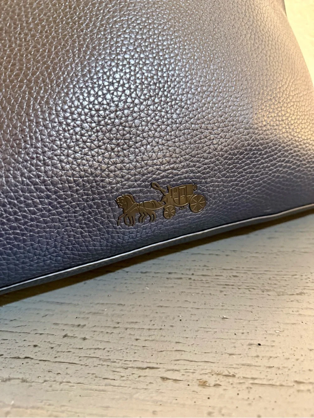 Coach Navy Pebble Leather Messenger Crossbody Bag